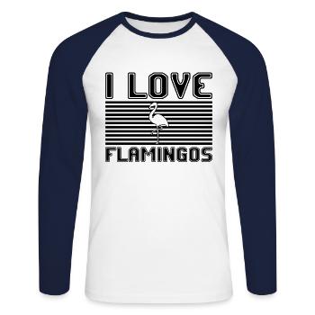 I love flamingos - Unisex Long Sleeve Baseball T-Shirt - white/navy - Front - Nik (191cm)