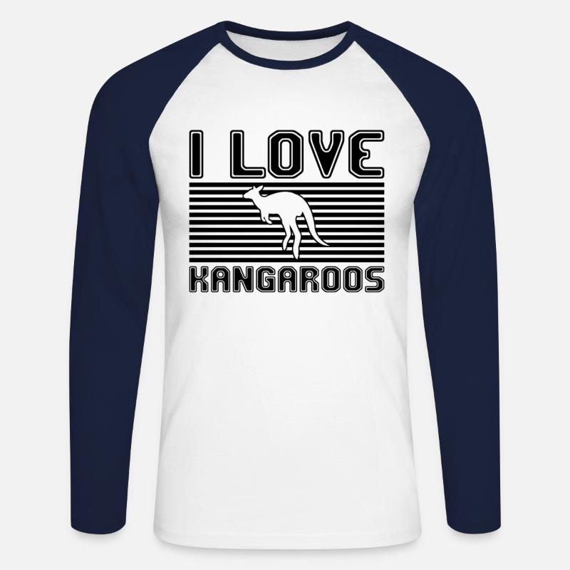 I love kangaroos - Unisex Baseballshirt langarm - Weiß/Navy