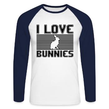 I love bunnies - Unisex Long Sleeve Baseball T-Shirt - white/navy - Front - Nik (191cm)