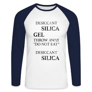 Gel de silice déshydratant Meme Ne pas manger de - T-shirt baseball manches longues Homme - blanc/marine - Devant - Nik (191cm)
