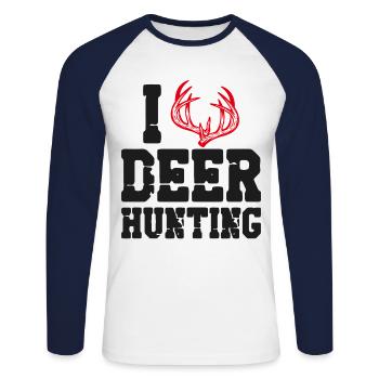 Buck Deer Hunting Hunter Heart I - Unisex Long Sleeve Baseball T-Shirt - white/navy - Front - Nik (191cm)