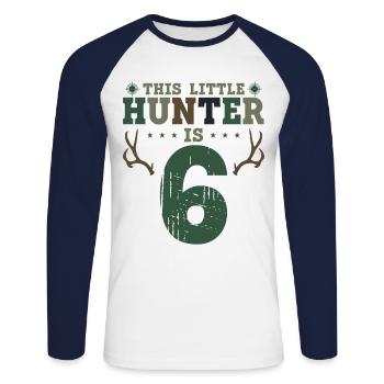 Buck Deer Hunting Hunter Kid 6ème - T-shirt baseball manches longues Homme - blanc/marine - Devant - Nik (191cm)