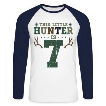 Buck Deer Hunting Hunter Kid 7ème - T-shirt baseball manches longues Homme - blanc/marine - Devant - Nik (191cm)