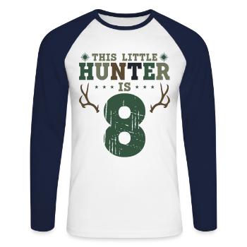 Buck Deer Hunting Hunter Kid 8ème - T-shirt baseball manches longues Homme - blanc/marine - Devant - Nik (191cm)
