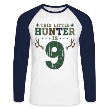 Buck Deer Hunting Hunter Kid 9ème - T-shirt baseball manches longues Homme - blanc/marine - Devant - Nik (191cm)