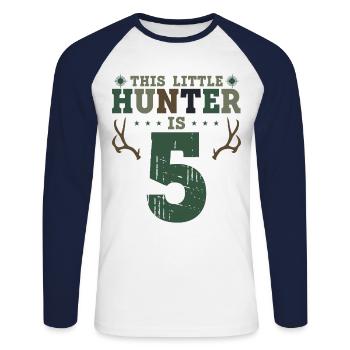 Buck Deer Hunting Hunter Kid 5ème - T-shirt baseball manches longues Homme - blanc/marine - Devant - Nik (191cm)