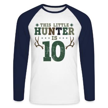 Buck Deer Hunting Hunter Kid 10ème - T-shirt baseball manches longues Homme - blanc/marine - Devant - Nik (191cm)