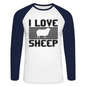 I love sheep - Unisex Long Sleeve Baseball T-Shirt - white/navy - Front - Nik (191cm)