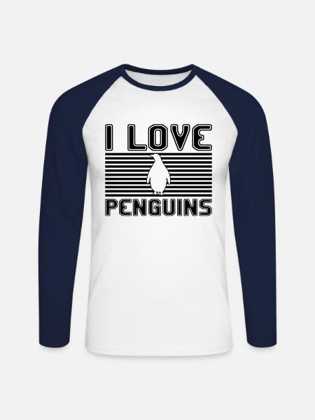 I love penguins - Unisex Long Sleeve Baseball T-Shirt - white/navy