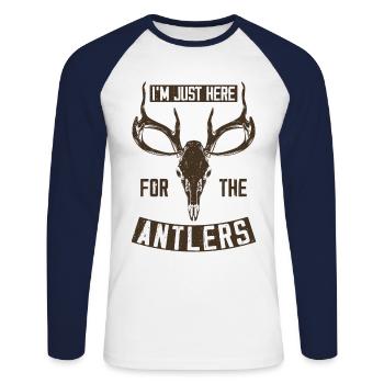 Buck Deer Hunting Hunter Vintage - T-shirt baseball manches longues Homme - blanc/marine - Devant - Nik (191cm)