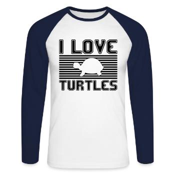 I love turtles - Unisex Long Sleeve Baseball T-Shirt - white/navy - Front - Nik (191cm)