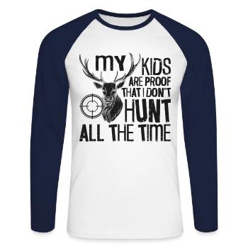 Chasseur de cerfs Buck Mes Enfants - T-shirt baseball manches longues Homme - blanc/marine - Devant - Nik (191cm)