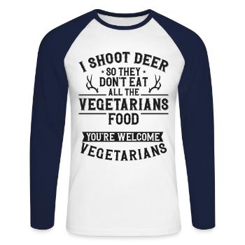 Buck Deer Hunting Hunter - Unisex Long Sleeve Baseball T-Shirt - white/navy - Front - Nik (191cm)