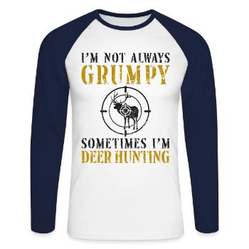 Buck Deer Hunting Hunter Dad - Unisex Long Sleeve Baseball T-Shirt - white/navy - Front - Nik (191cm)
