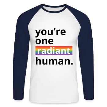 You're One Radiant Human Bisexual Transgender Rain - Unisex Baseballshirt langarm - Weiß/Navy - Vorne - Nik (191cm)