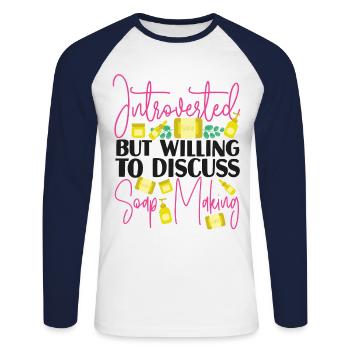 Soap Making Crafting Introverted - Unisex Long Sleeve Baseball T-Shirt - white/navy - Front - Nik (191cm)