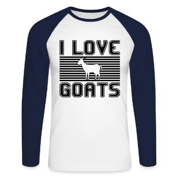 I love goats - Unisex Long Sleeve Baseball T-Shirt - white/navy - Front - Nik (191cm)