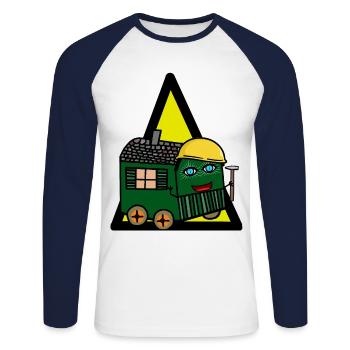 Bauen Baustelle Bauwagen Bauherr Gewerbe - Unisex Baseballshirt langarm - Weiß/Navy - Vorne - Nik (191cm)