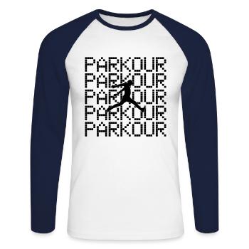 parkour - T-shirt baseball manches longues Homme - blanc/marine - Devant - Nik (191cm)