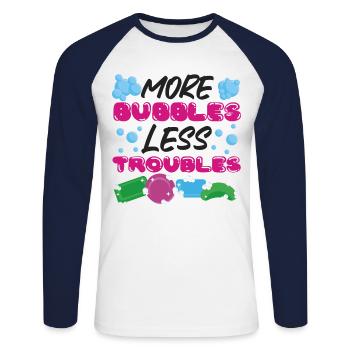 Soap Making Crafting More Bubbles - Unisex Baseballshirt langarm - Weiß/Navy - Vorne - Nik (191cm)