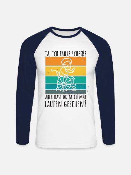 Rollstuhlfahrer Humor Spruch - Unisex Baseballshirt langarm - Weiß/Navy