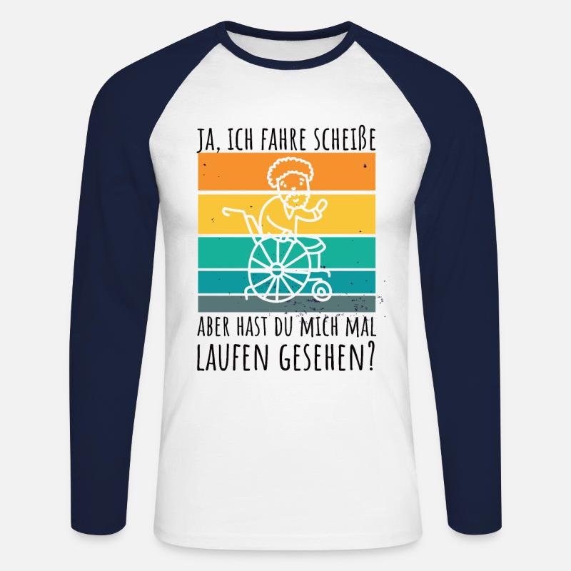 Rollstuhlfahrer Humor Spruch - Unisex Baseballshirt langarm - Weiß/Navy