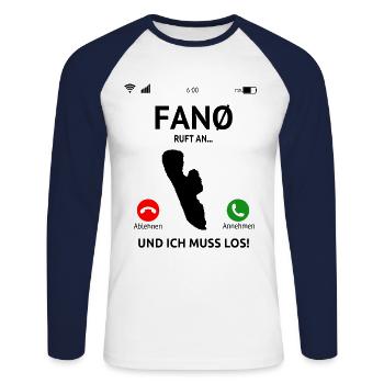 Fanø Fanö Dänemark Urlaub Idee - Unisex Baseballshirt langarm - Weiß/Navy - Vorne - Nik (191cm)
