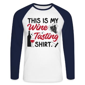 Sommelier Wine Drinking Tasting - Unisex Baseballshirt langarm - Weiß/Navy - Vorne - Nik (191cm)