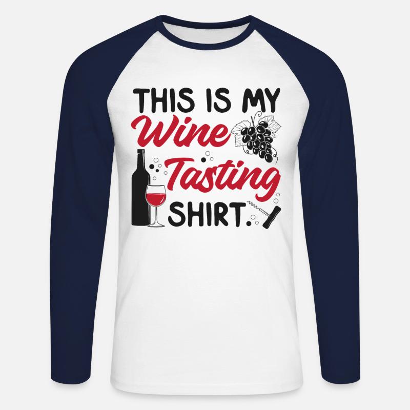 Sommelier Wine Drinking Tasting - Unisex Baseballshirt langarm - Weiß/Navy