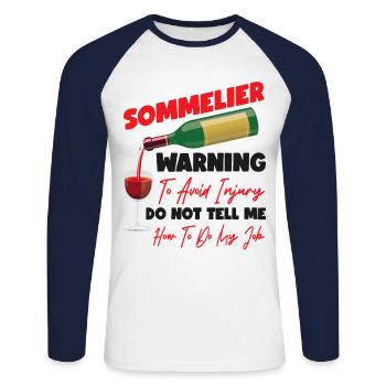 Sommelier Wine Drinking Tasting - Unisex Long Sleeve Baseball T-Shirt - white/navy - Front - Nik (191cm)