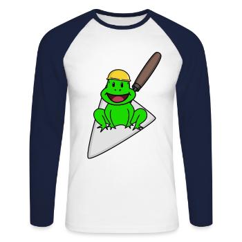 Craftsman Frosch Maurer Maurerkelle Construction site - Unisex Long Sleeve Baseball T-Shirt - white/navy - Front - Nik (191cm)
