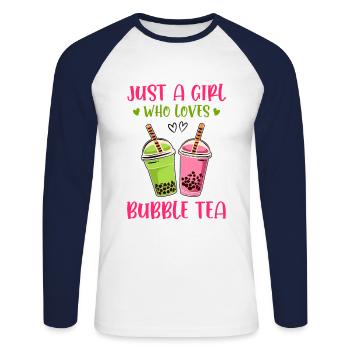 Just A Girl Who Loves Tea Tea Drinker Tea Lover Cu - Unisex Baseballshirt langarm - Weiß/Navy - Vorne - Nik (191cm)