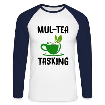 Mul-Tea Tasking Tea Lover Tea Drinker Tea Brewing - Unisex Baseballshirt langarm - Weiß/Navy - Vorne - Nik (191cm)