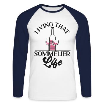 Sommelier Wine Drinking Tasting - Unisex Baseballshirt langarm - Weiß/Navy - Vorne - Nik (191cm)