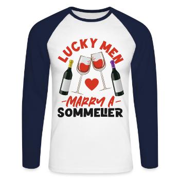 Sommelier Wine Drinking Tasting - Unisex Long Sleeve Baseball T-Shirt - white/navy - Front - Nik (191cm)
