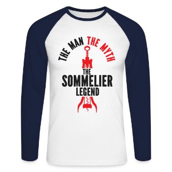 Sommelier Wine Drinking Tasting - Unisex Baseballshirt langarm - Weiß/Navy - Vorne - Nik (191cm)