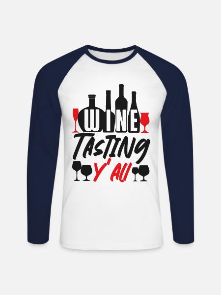 Sommelier Wine Drinking Tasting - Unisex Baseballshirt langarm - Weiß/Navy
