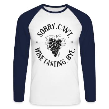 Sommelier Wine Drinking Tasting - Unisex Baseballshirt langarm - Weiß/Navy - Vorne - Nik (191cm)