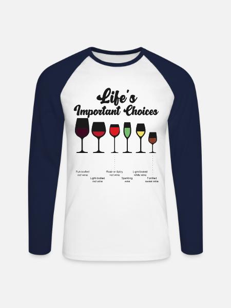 Sommelier Wine Drinking Tasting - Unisex Baseballshirt langarm - Weiß/Navy