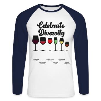 Sommelier Wine Drinking Tasting - Unisex Baseballshirt langarm - Weiß/Navy - Vorne - Nik (191cm)