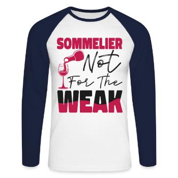Dégustation de vin de sommelier - T-shirt baseball manches longues Homme - blanc/marine - Devant - Nik (191cm)