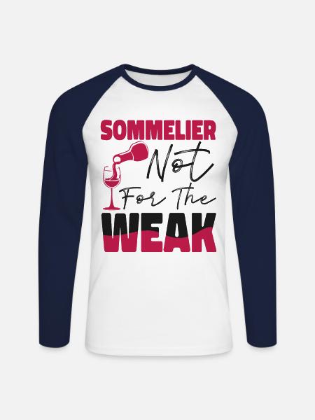 Sommelier Wine Drinking Tasting - Unisex Long Sleeve Baseball T-Shirt - white/navy