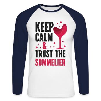 Sommelier Wine Drinking Tasting - Unisex Baseballshirt langarm - Weiß/Navy - Vorne - Nik (191cm)