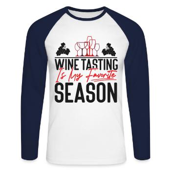Sommelier Wine Drinking Tasting - Unisex Baseballshirt langarm - Weiß/Navy - Vorne - Nik (191cm)