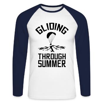 Gliding through summer Paraglider - Unisex Baseballshirt langarm - Weiß/Navy - Vorne - Nik (191cm)