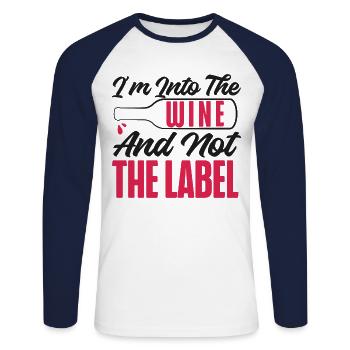 Dégustation de vin de sommelier - T-shirt baseball manches longues Homme - blanc/marine - Devant - Nik (191cm)