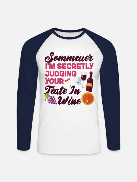 Sommelier Wine Drinking Tasting - Unisex Baseballshirt langarm - Weiß/Navy