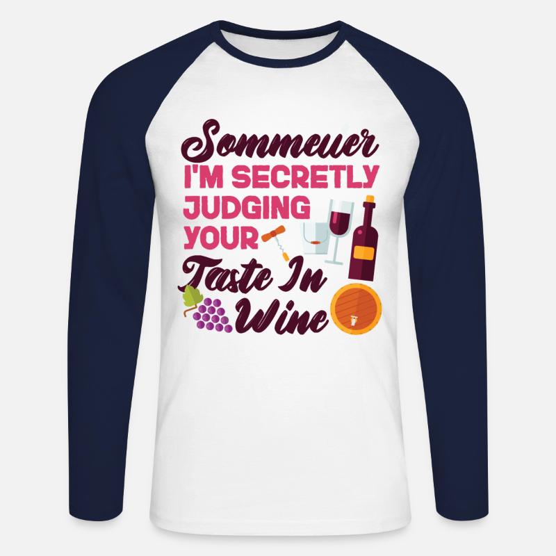 Sommelier Wine Drinking Tasting - Unisex Baseballshirt langarm - Weiß/Navy