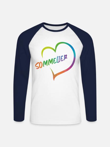 Sommelier Wine Drinking Tasting - Unisex Long Sleeve Baseball T-Shirt - white/navy