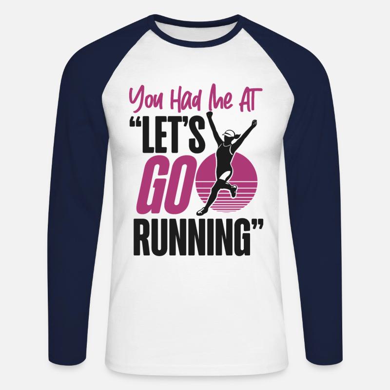 Running Runner Half Marathon - Unisex Baseballshirt langarm - Weiß/Navy